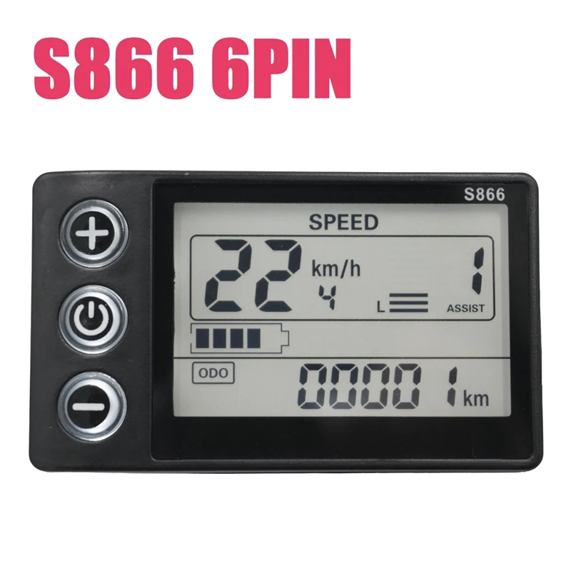 Dashboard Controller 24V 36V 48V 60V S866 Waterproof 6PIN Electric Bike LCD Display For Electric E-Bike Scooter