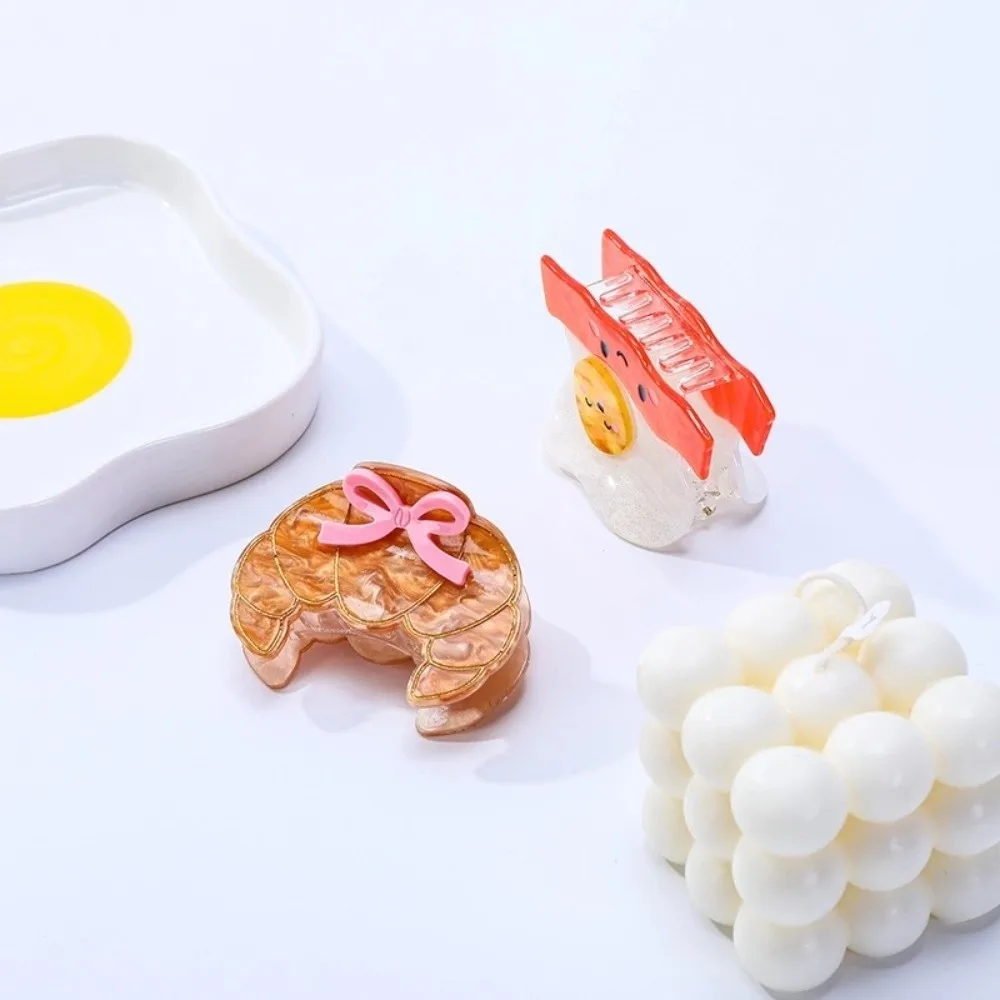 

Headdress Cute Croissant Shark Clip Sweet Toast Acetate Hair Crab Clip Acetic Acid Colorful Delicious Food Claw Clip Gift
