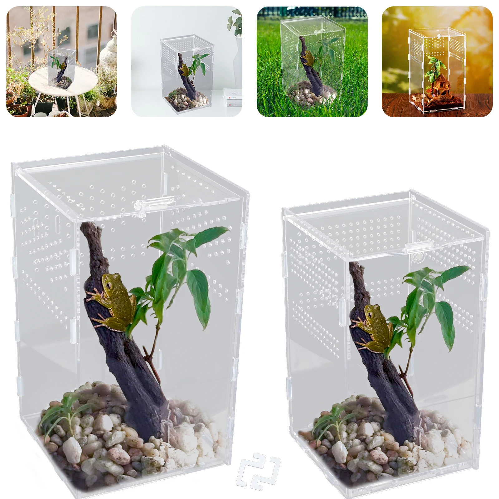 Reptile Habitat Terrarium Breeding Box Acrylic Case Terrarium Enclosure Acranged Transparent Climbing Pet Feeding Boxes Spider