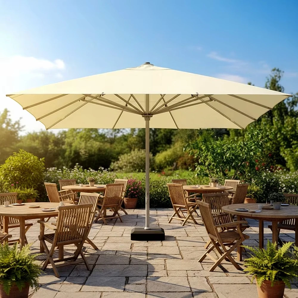 

Customized Color Super Huge Patio Umbrella with Sturdy Cross Base, Commercial Outdoor Umbrella for Market and Kiosk
