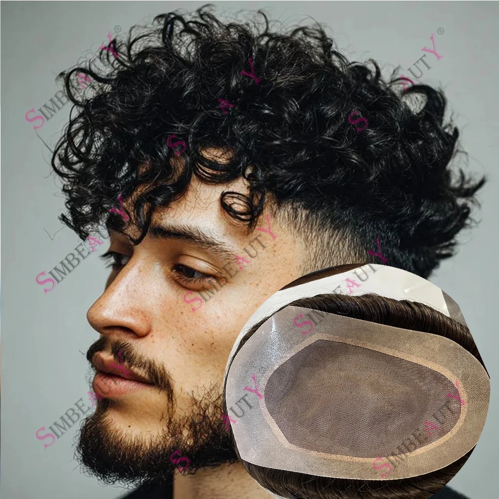 

Мужской парик-накладка из натуральных блонд-волос 20/26/25 мм, с эффектом естественных кудрей, на прочной моно-основе и незаметной полиуретановой системе, для мужчин с выпадением волос