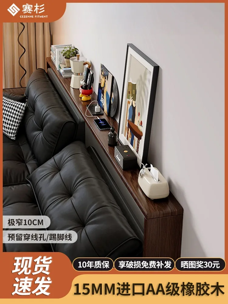

Solid Wood Sofa Rear Storage Rack, Bedside Backrest Cabinet, Bedside Long Storage Cabinet, Small Narrow Table On The Wall