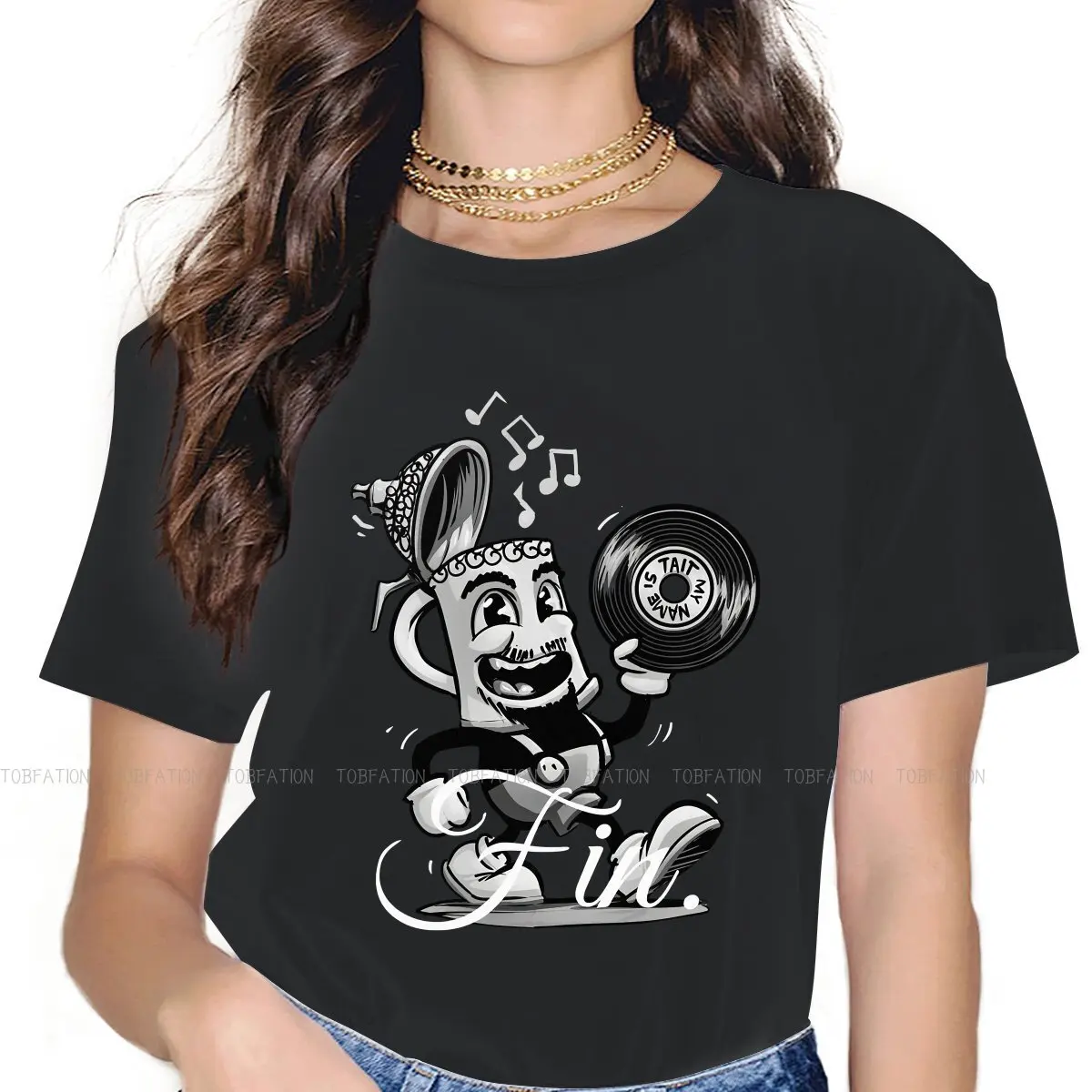 Fin TShirt For Girls Cuphead Mugman Game Tops Style Lady T Shirt 5XL Homme Printed Loose