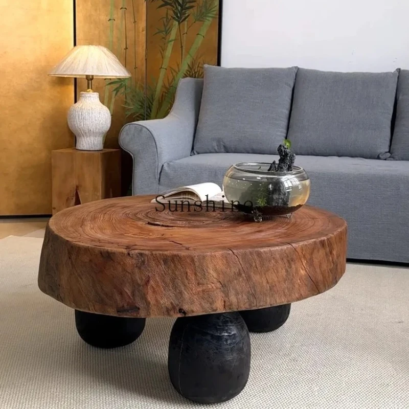 Mesa de centro redonda medieval francesa de madera maciza hotel B & B