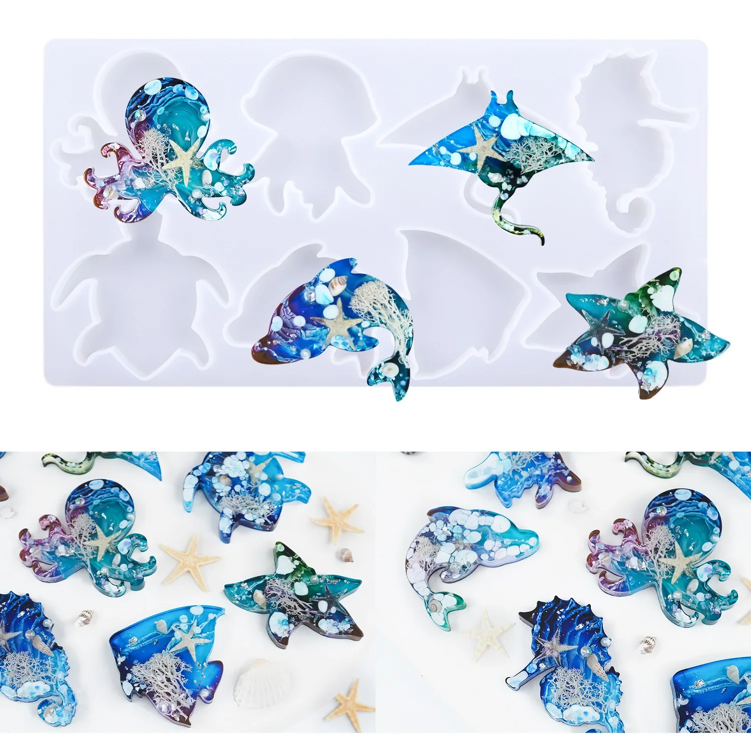 Porte-clés en résine époxy cristal, bricolage, formes d'animaux faites à la main, miroir en Silicone, grenouilles et lézards, accessoire d'artisanat créatif