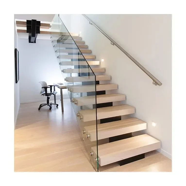 For Factory Price Customized Single Stringer Staircase Stairs High Quality Square Frame Tread Straight Staircases for Homes