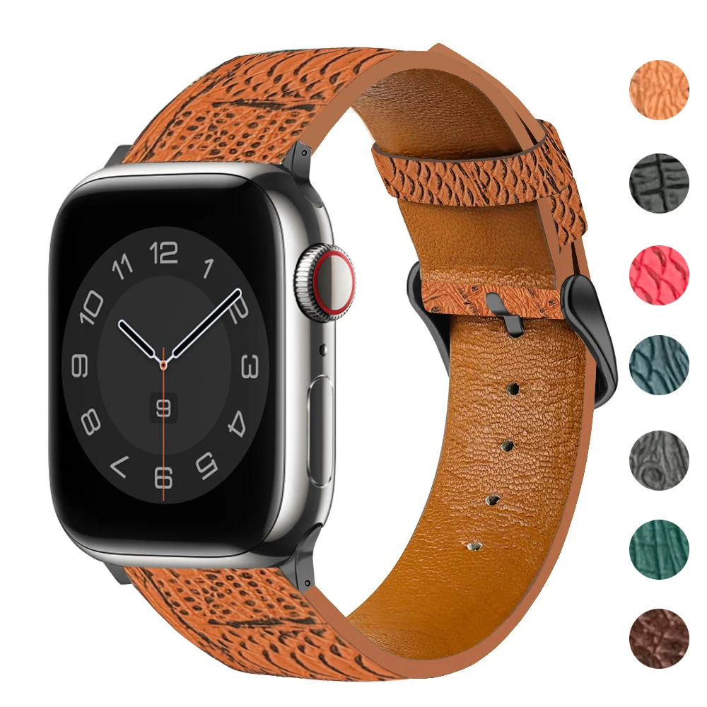 Retro Crocodile Camel Snake Print Leather Band for Apple Watch Ultra 9 8 7 6 5 4 Men\'s Strap iWatch 49m 44mm 45mm 42mm 38mm 40mm