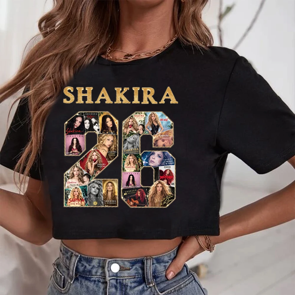 2026 Shakira World Tour Crop Top Women Girl Short Sleeve Shakira Merch T-Shirt for Fans Gift