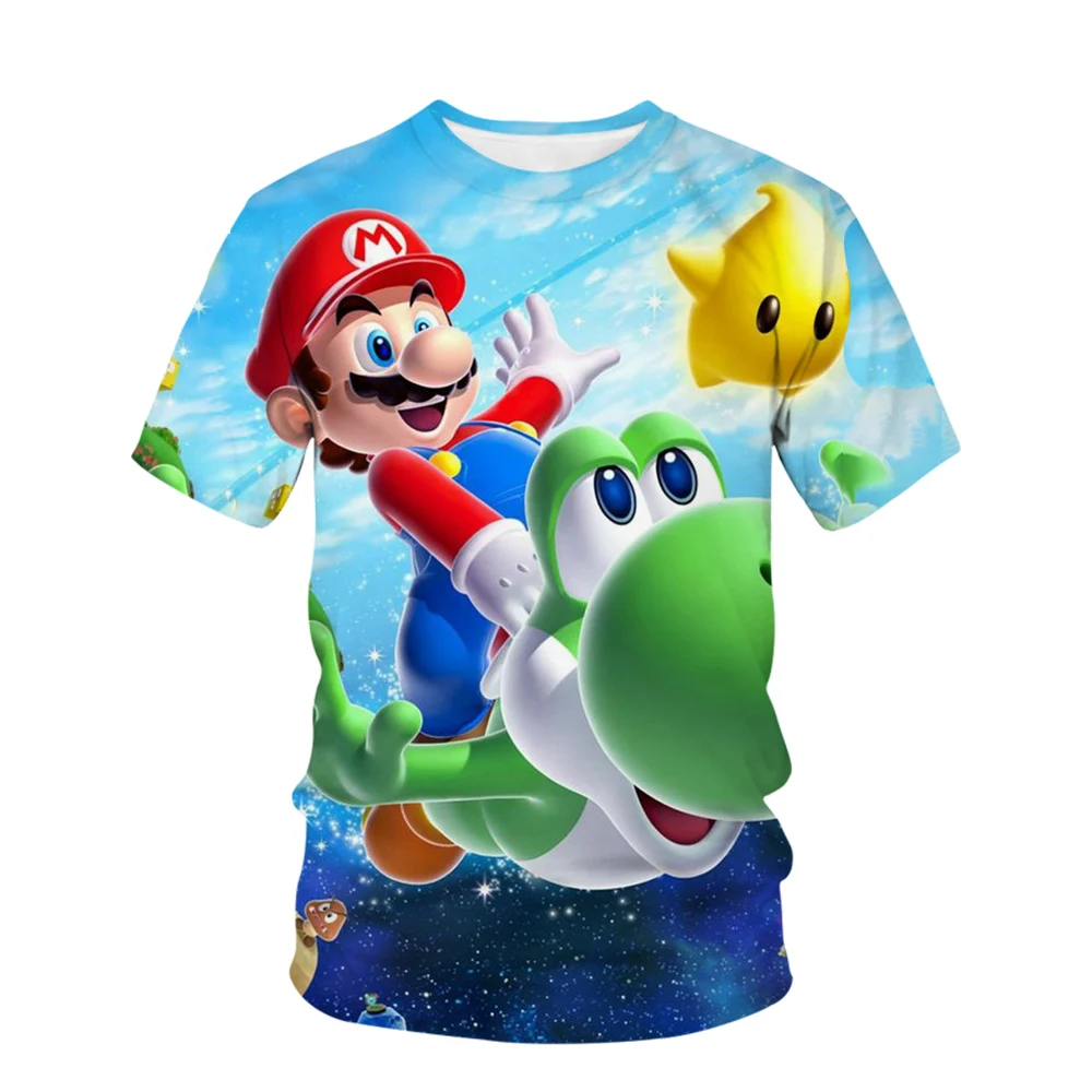 T-shirt infantil de Super Mario Bros, desenhos animados, Tops Tees, Manga curta, Jogo, Luigi, Menino, Crianças, Criança