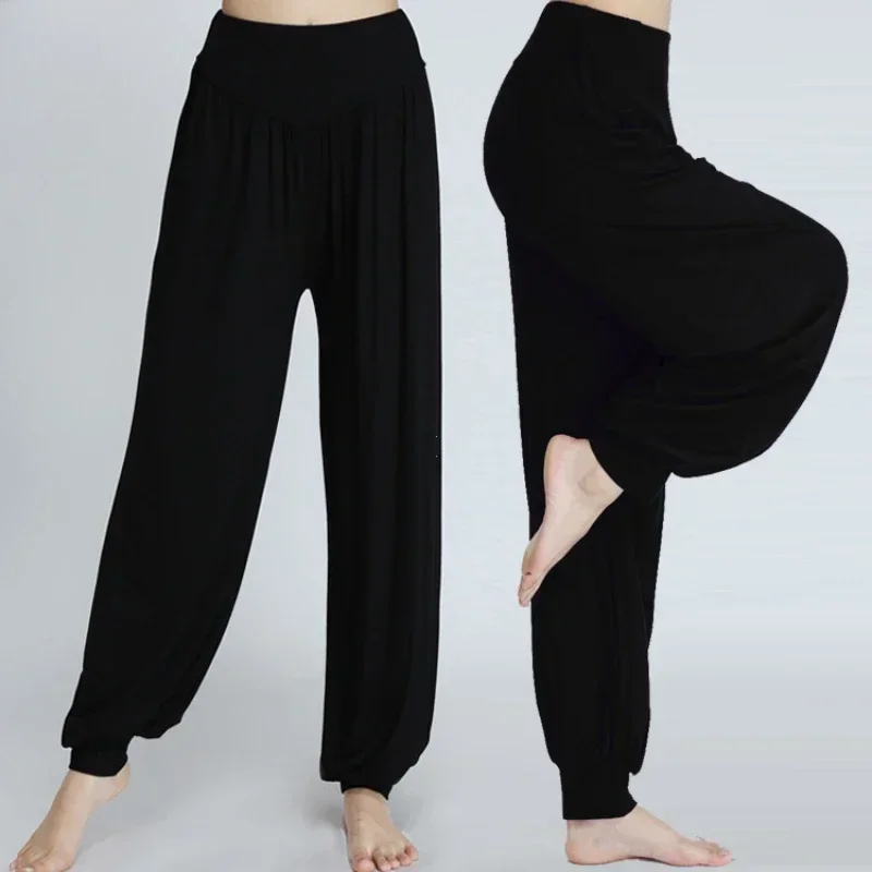 Women Elastic Loose Cotton Yoga Pants Soft Breathable Casual Dance Joggers High Waist Stretch Workout Sports Trousers 1 Piece
