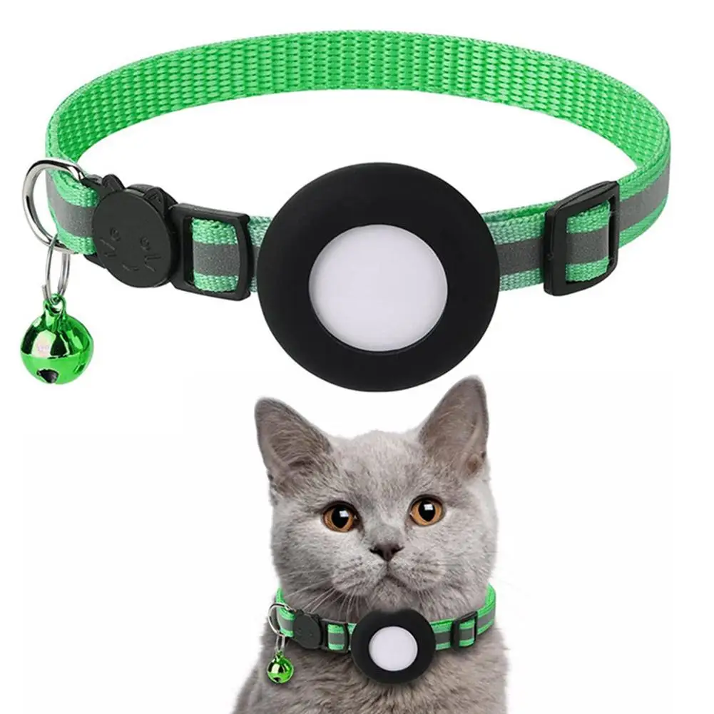 Anti-Lost Cat Collar For Airtag GPS Tracker Protective Case With Bell Reflective Cats Necklace Kitten Accesories Pet Products