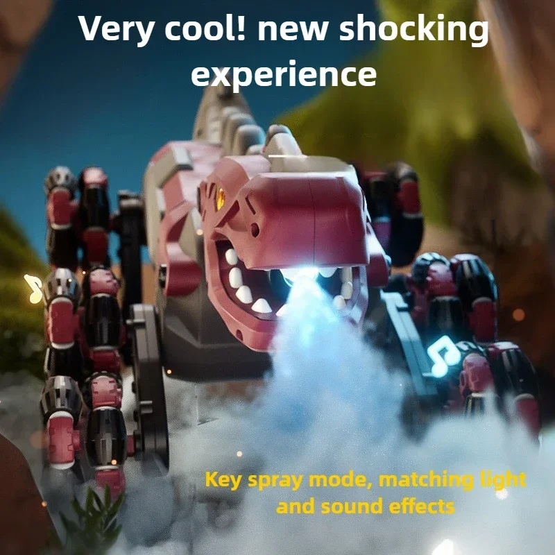 Rc dinossauro spray robô mecânico dino brinquedo 4wd drive dublê ação 2.4g animais de controle remoto elétrico fora de estrada crianças presentes meninos