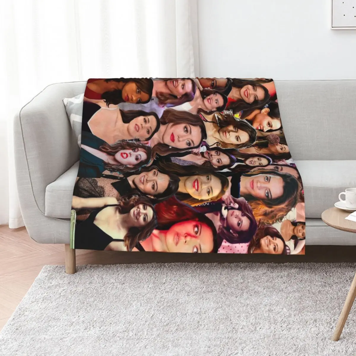 Aubrey Plaza Photo Collage Throw Blanket Sofa Throw Bed Personalized Gift Beautifuls Custom Picnic Blankets