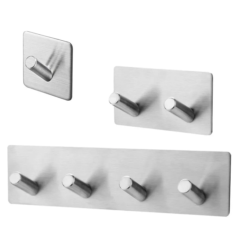 Stainless Steel Bathroom Hook Black Storage Hanger Robe Coat Clothes Self-adhesive Rack Kitchen Hardware