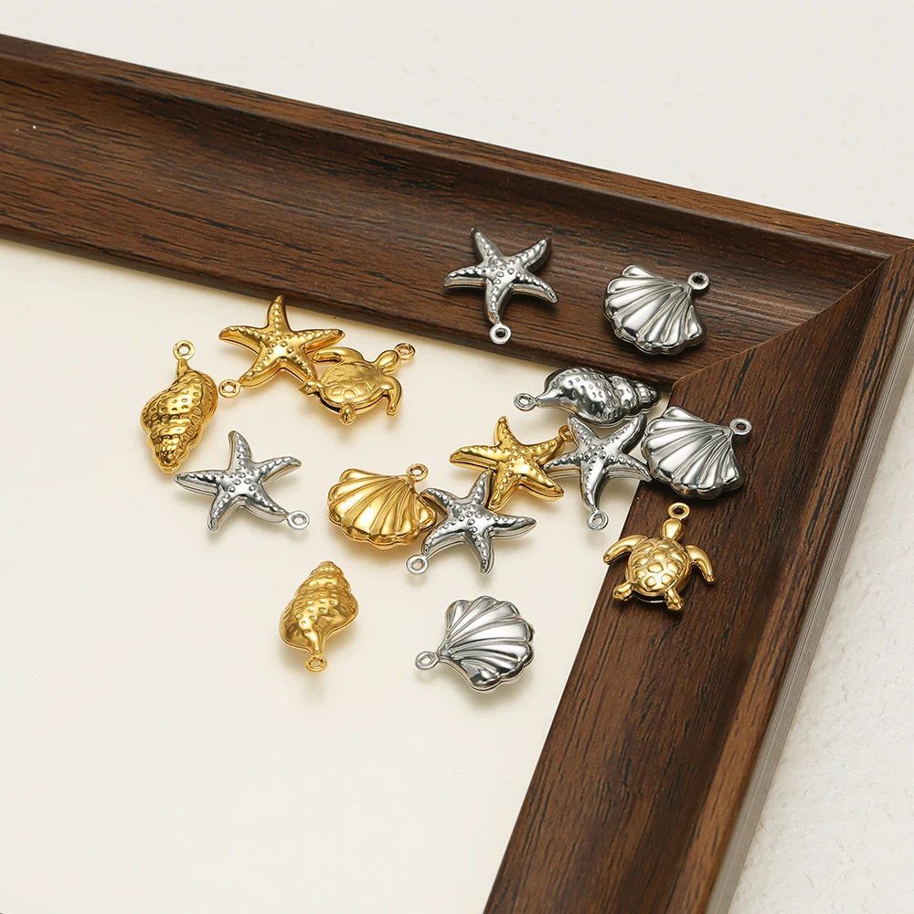 20 Stück Edelstahl-Hohlschalen-Anhänger in Muschel- und Schildkrötenform für DIY-Schmuck, Armbänder, Halsketten und Ohrringe – Detail 4
