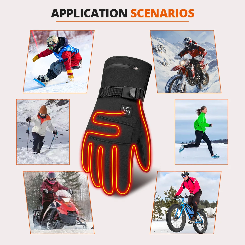 HEROBIKER قفازات التدفئة يندبروف مقاوم للماء الشتاء قفازات شاشة لمس في الهواء الطلق موتو التزلج الدفء قفازات قابلة للشحن