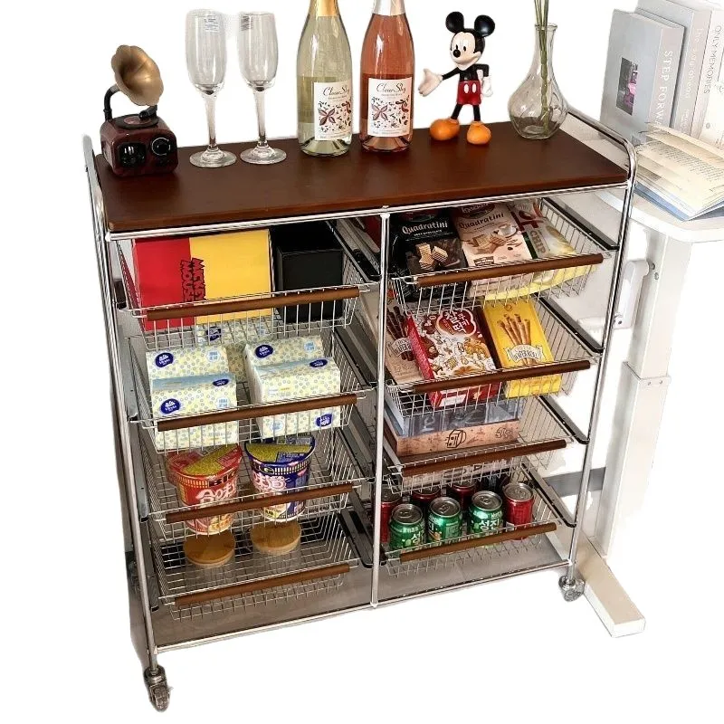 

Medieval trolley rack movable multi-functional finishing basket beech home floor multi-layer storage rack