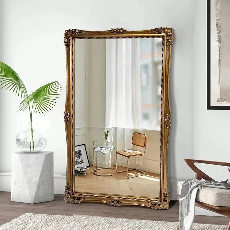 French retro home floor-to-ceiling full-length mirror, living room cloakroom, American wall-mounted fitting mirror, girls' bedro