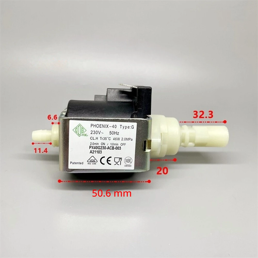 Solenoid Water Pump 230V 50Hz 46W 20Bar 520ml/min Non Dry‑run Intermittent Operation Self Priming for Water Dispenser Chiller