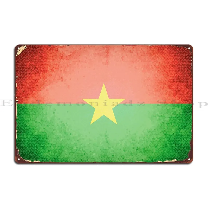 Burkina Faso Vintage Flag Metal Plaque Poster Garage Cave Personalized Iron Mural Tin Sign Poster