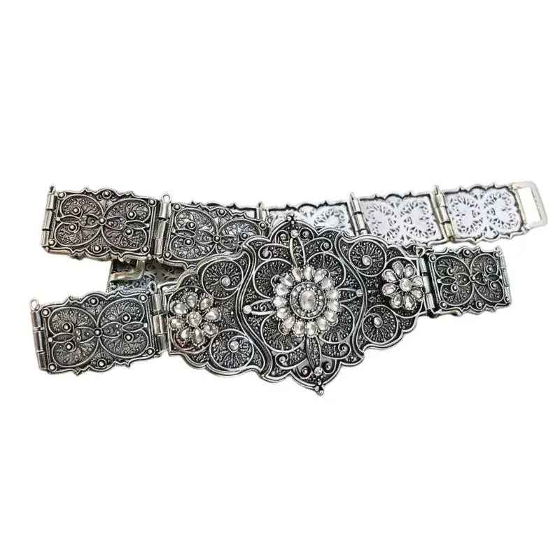 

39BB Sturdy Engraved Metal Belt Showcasing Exquisitely Caucasian Folk Art Design Celebration Girdle For Most Ages