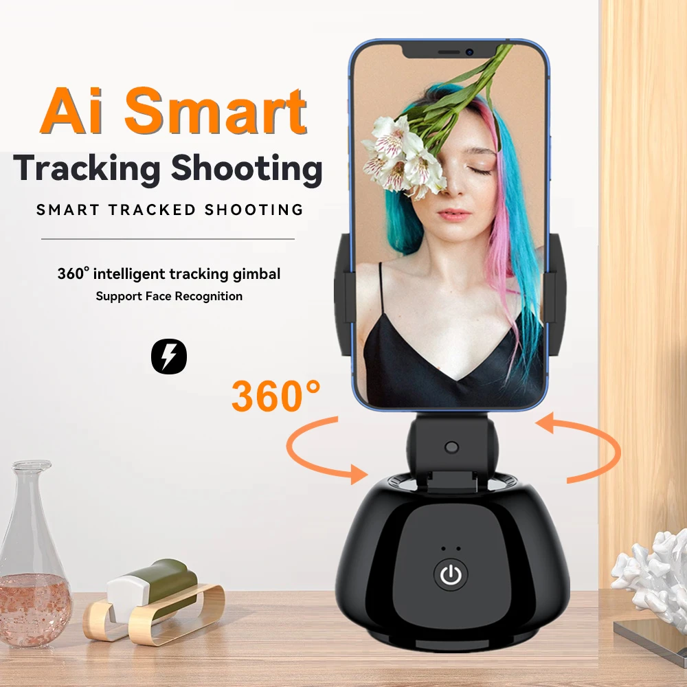 Auto Face Tracking Gimbal 360°Rotation Ai Smart Follow-Up Video Vlog Live Gimbal Stabilizer With Gesture Control for iPhone