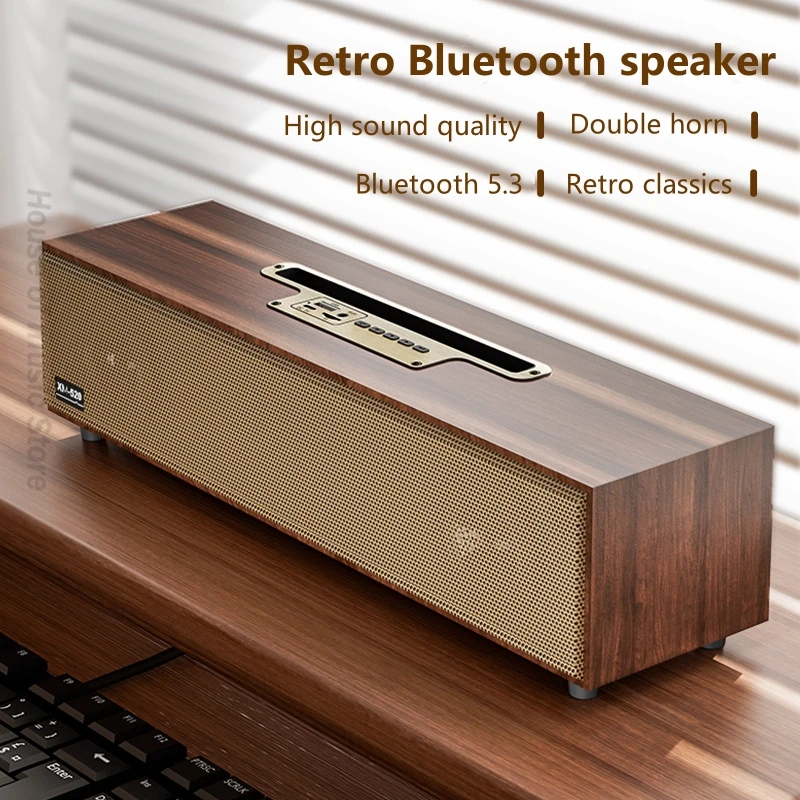 Двойной звуковой сигнал XM-520 Hot, беспроводное радио с тяжелыми басами, деревянный Bluetooth-динамик в стиле ретро, настольный стерео сабвуфер, Домашнее аудио