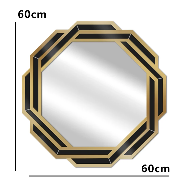 Luxury Modern Gold Irregular Polygon Asymmetrical Wall Mirror 60x60cm for Hotel and Villa Decor