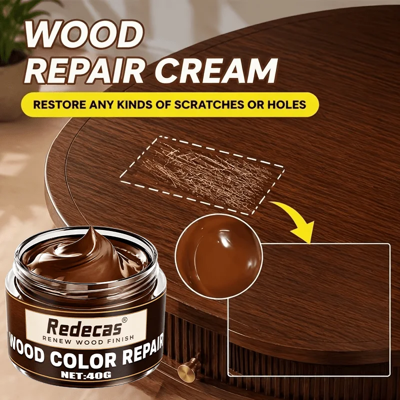 Wood Repair Cream, Fix Scratches, Cracks Dents, for Doors, Cabinets, Tables, Chairs & Hardwood Floors, Easy Apply