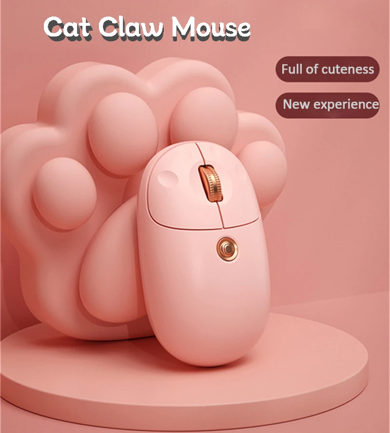 Imagem -02 - Cat Claw Bluetooth Mouse para Meninas 2.4g Tri-mode sem Fio Ergonômico Silencioso Óptico Bonito Laptop pc