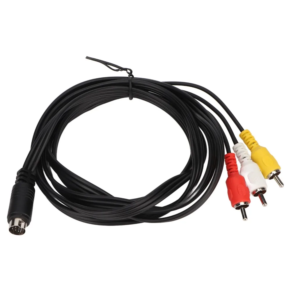 

Male to Male Mini DIN 10 Pin to 3RCA Cable Plug and Play 5.9ft Video Adapter Cord Flexible Audio Extension Adapter Monitor Use