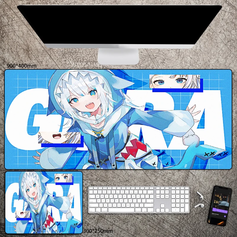 

Gawr Gura Mange Mouse Pad XXL Computer Keyboard Table Desk Pad Gaming Accessories Kawaii Anime Mousepad Pc Cushion Gamer Cabinet