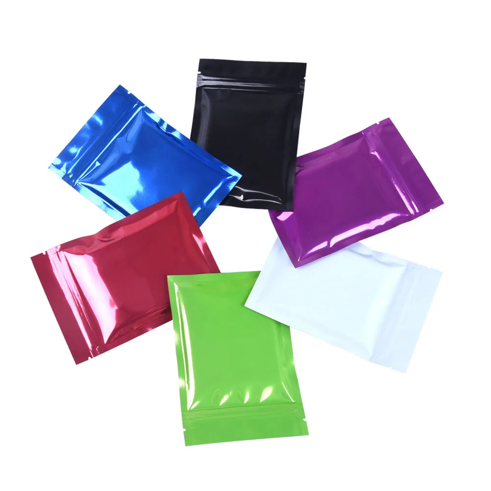 

100 Pcs Colorful Aluminum Foil Bag Food Storage Pouches Package Bags Zipper Zealed