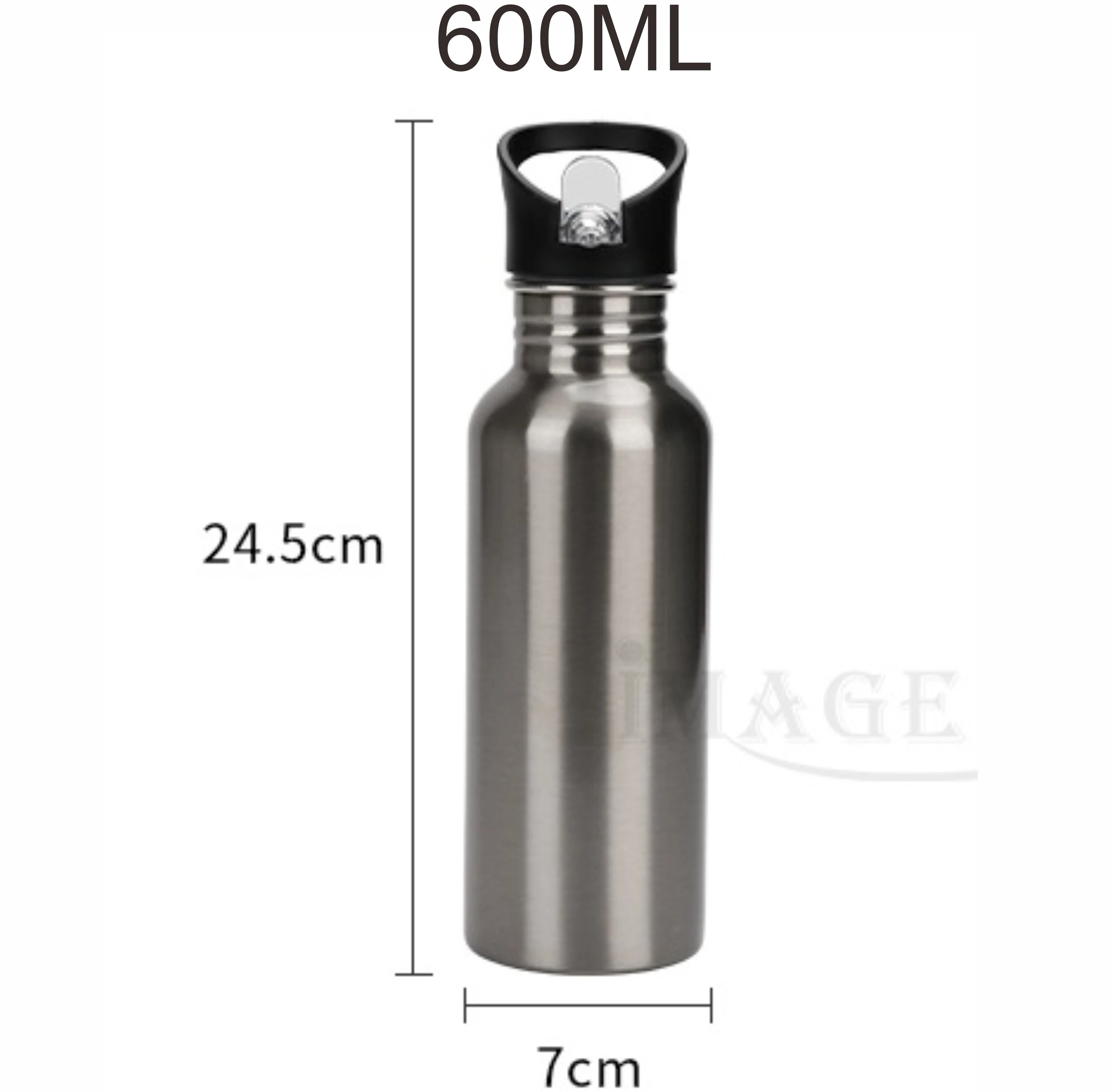 Blank 600ML Metal Bottle for Sublimation Stainless Steel Food Safety Cup with Straw Tube Gift Sports Outdoor