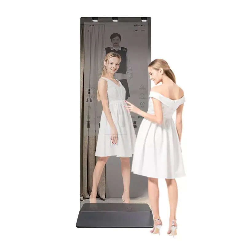 Floor Standing Full Brightness Interactive Magic Mirror Ads Player Multi Touch Screen Kiosk For Experience Center