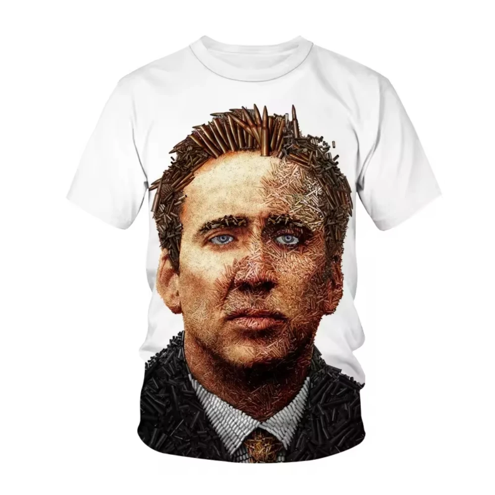 Funny Nicolas Cage Face Graphic 3D Print T Shirt Men Casual O-Neck Tee Shirts Fashion Harajuku Short Sleeve Oversized Clothing