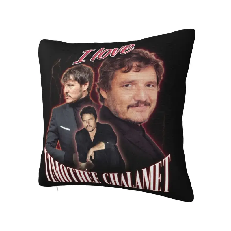 I Love Pedro Pascal Throw Pillow Case 50*50cm Decorative Cushion Cover Soft Polyester Pillowcase Double-sided Printing