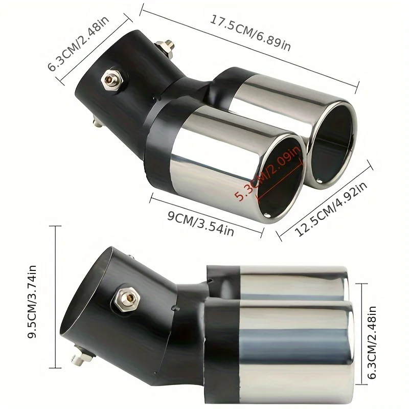 Automotive dual exhaust pipe head chrome stainless steel automotive exhaust muffler head rear tailpipe automotive accessories - Image 2