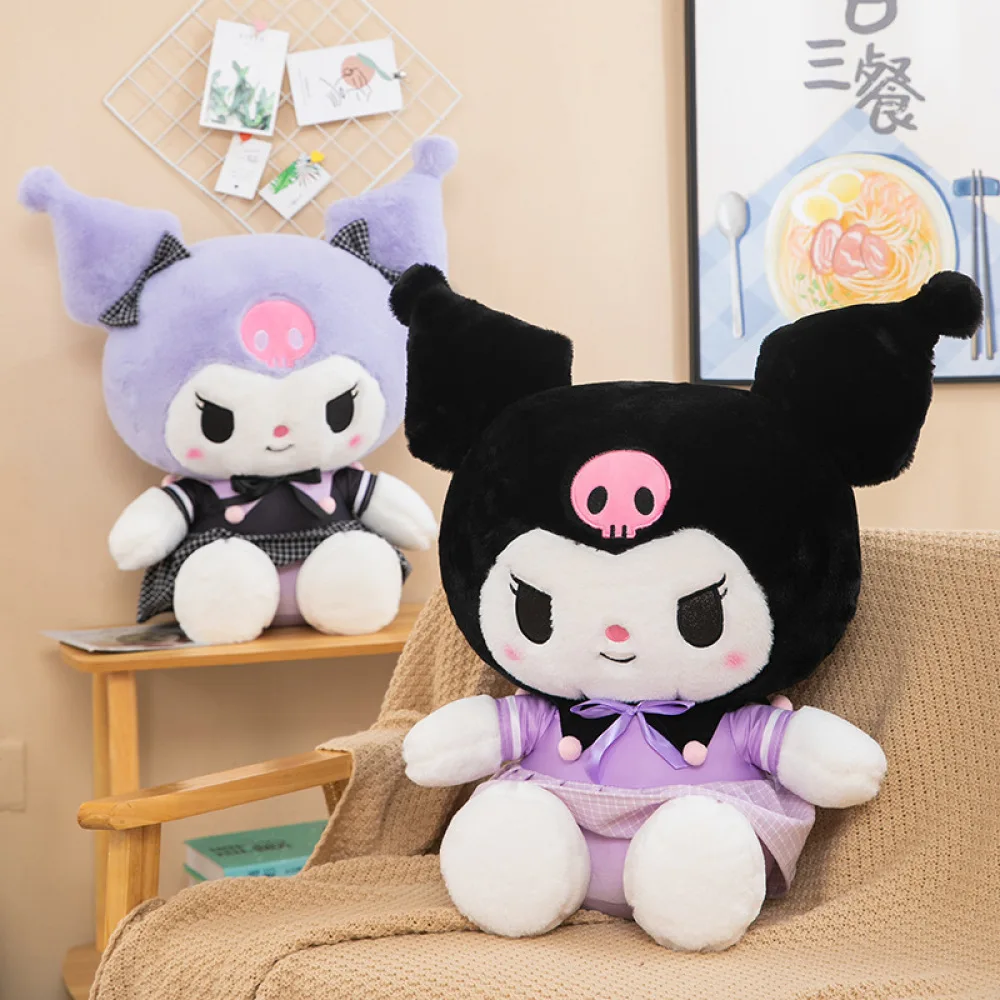 Sanrio Kuromi brinquedo de pelúcia, boneca Melody, travesseiro dos desenhos animados, presente infantil, novo