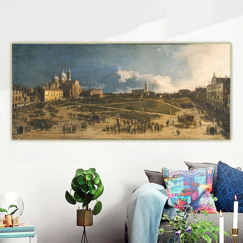 Canaletto《The pra 'della valle in padua》Canvas Oil Painting Artwork Poster Picture Background Wall Decor Home Decoration