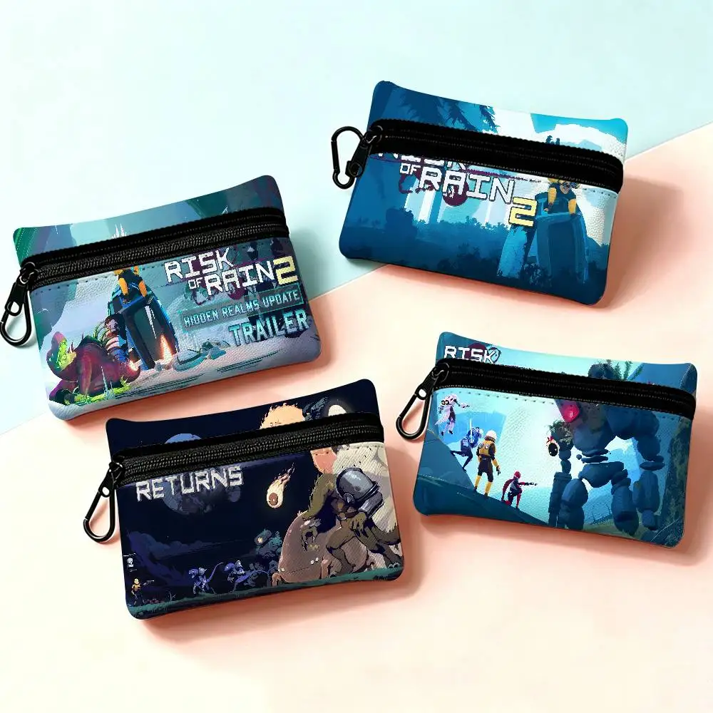 DARK Risk of Rain 2 Oxford Fabric Zipper Pouch Lightweight Hanging Coin Wallet For Coins ID Cards Keys Lipstick Earbuds