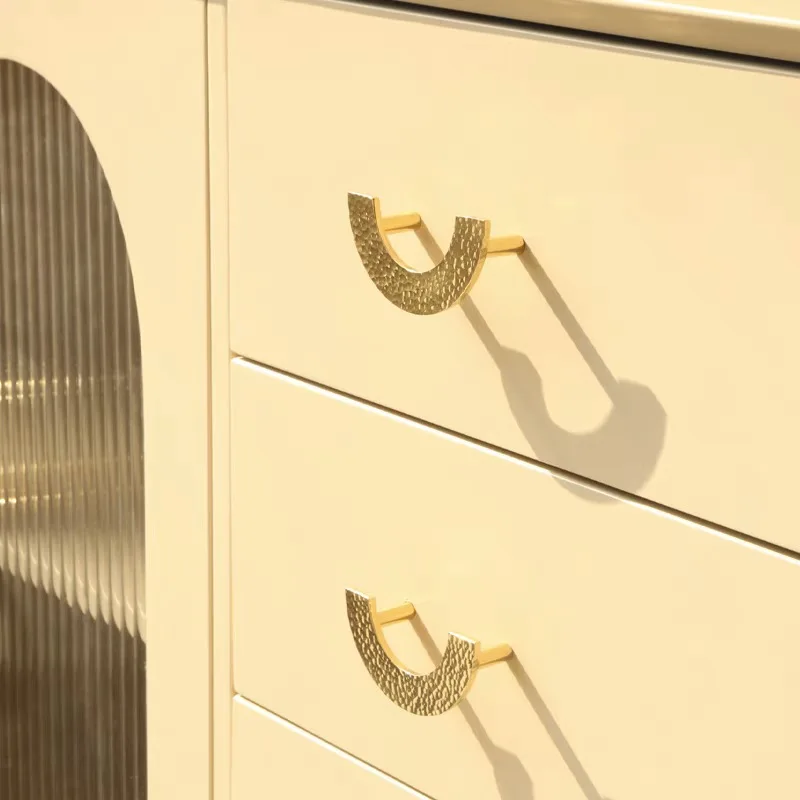 Nordic Luxury Brass Semi-Circular Hammer Handle Knurled Wardrobe Kitchen Cabinet Door Pulls Drawer Furniture Knob