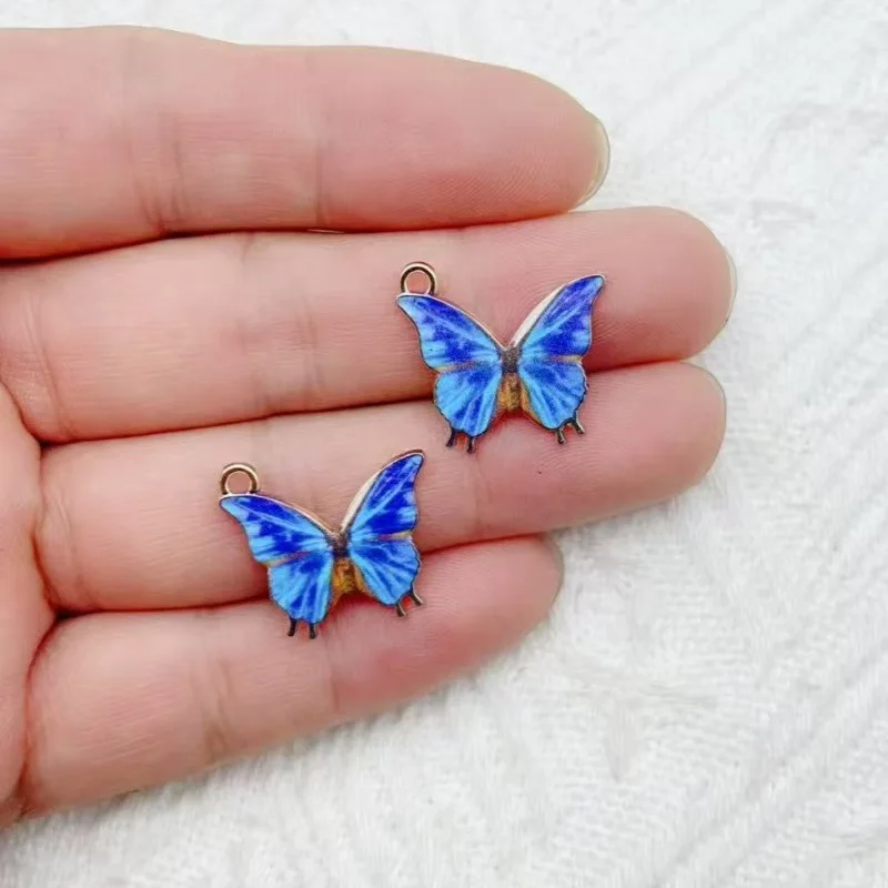 13pcs Cross border Hot selling European and American Fashion Accessories DIY Alloy Drip Oil Color Butterfly Accessories Single H view 5