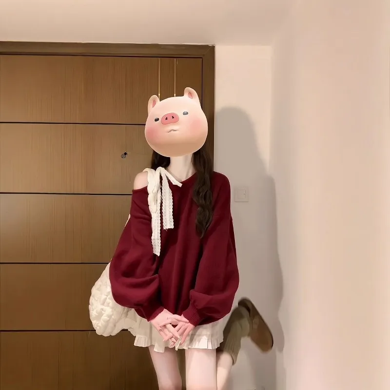 الخريف أزياء الحليب الحرير 120 جرام مركب الكورية كلية نمط الأحمر أعلى جودة الكورية نمط طويل الأكمام جولة الرقبة تي شيرت