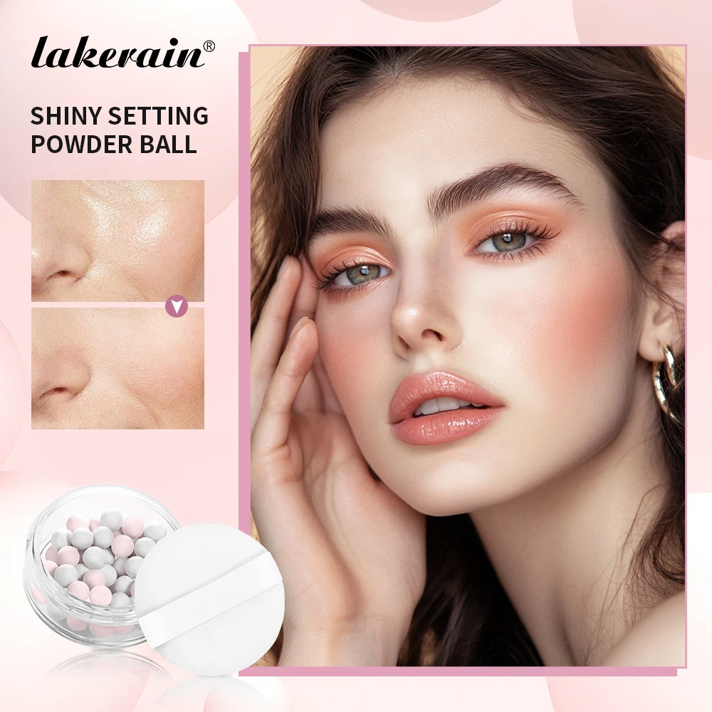 2 สีการตั้งค่าแป้งฝุ่น Ball Fine Flash ไม่ง่ายที่จะลบแต่งหน้า Natural Brightening Lasting Oil Control Loose Powder