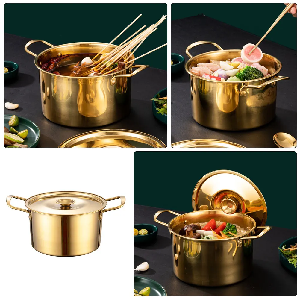 

Stainless Steel Soup Pot With Lid Large Cooking Pot Household Stockpot For Ramen Eggs Coffee Stew Fast Heating Heat Resistant