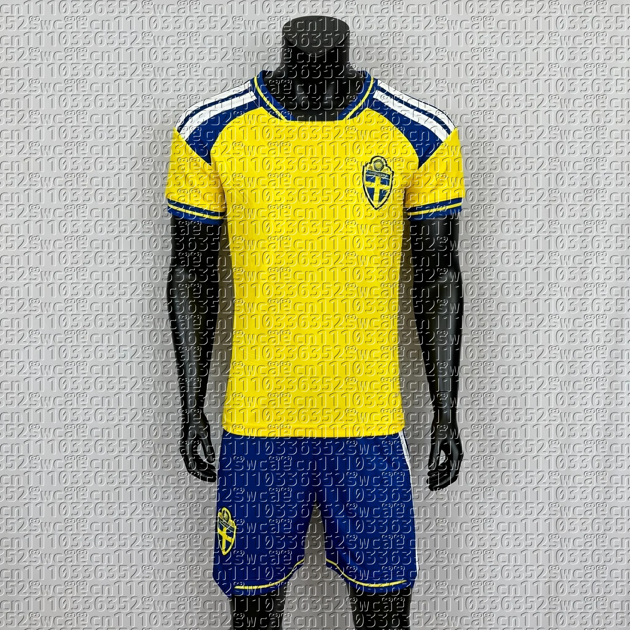 

2026 new men's T-shirt set, Swedish football jersey team kit, summer training uniform, adult sports top, shorts