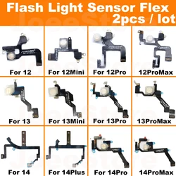 2pcs Flash Light Sensor Flex Cable For iphone 12 13 14 Pro Max Mini Plus LED Proximity Distance Ambient Light Flex Repair Parts