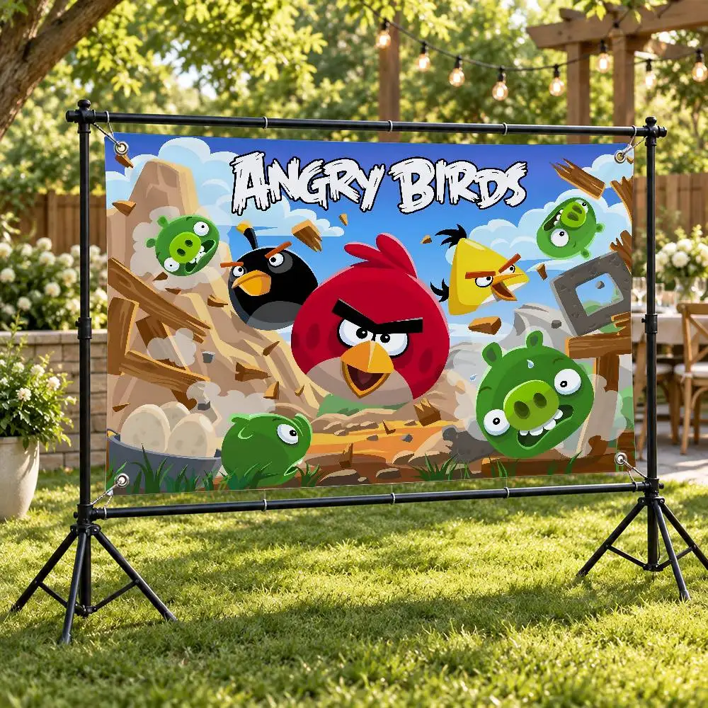 A-Angry Birds Game Aesthetic Wall Tapestry Flag Printed Wall Hanging Living Room Party Outdoor Decor