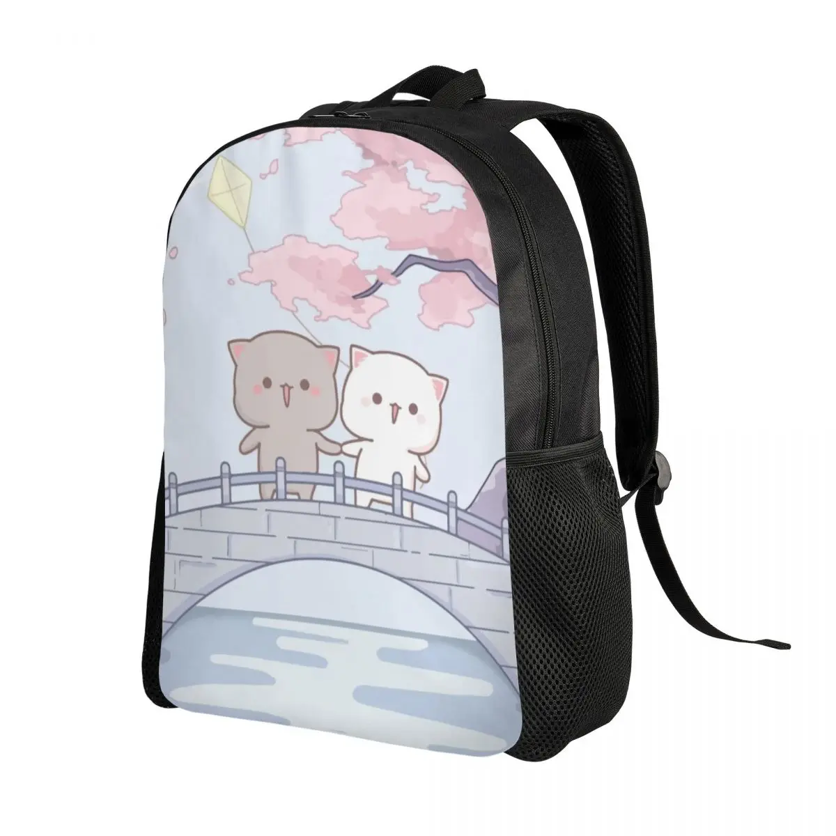 3D Printing Romantic Peach And Goma Mochi Cat Backpacks for Girls Boys School College Travel Bags Bookbag Fits 15 Inch Laptop